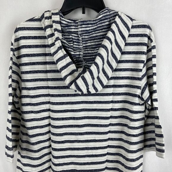 LA made Women 3/4 Sleeve Striped Pullover Sweatshirt Hooded Size M - Picture 6 of 6